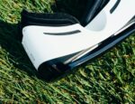 virtual reality headset against green grass